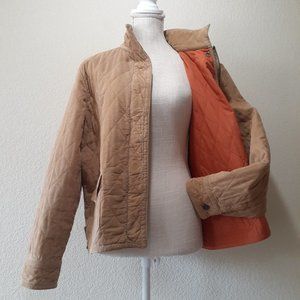 Eddie Bauer Tan Quilted Jacket with Orange Lining